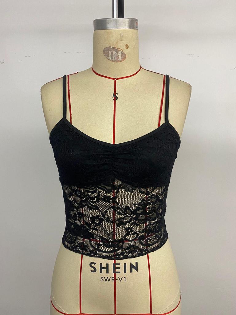 2025 Summer European & American Lace Camisole: Women's Sexy Solid Color Vest