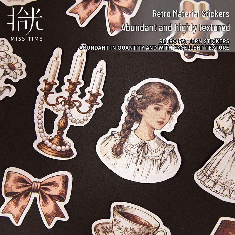 Retro Whispers Sticker Set: Vintage Illustration Journal & Collage Paper