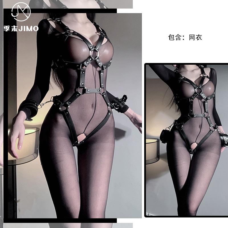 Fun Bundle Bondage Set No-Take Onesie Patent Leather Suit Dark Night Game Role-playing Hot Leather Suit