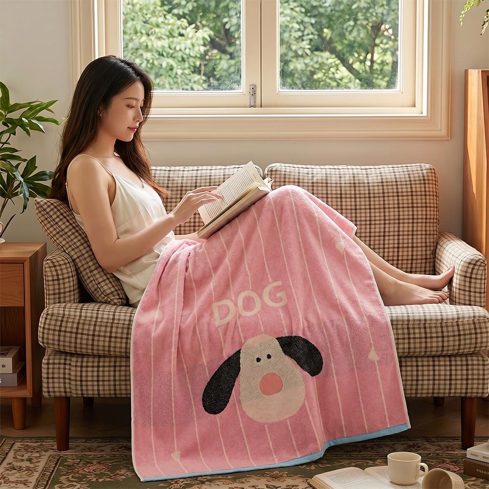 Large Grade A Yarn-Dyed Jacquard Cotton Bath Towel - Thick, Absorbent, Adult Style