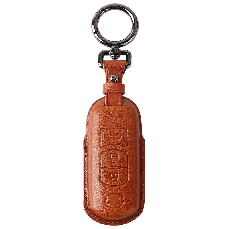 Genuine Leather Key Case for 2022 Mazda Axela/CX5/CX4 - Handmade Protective Cover