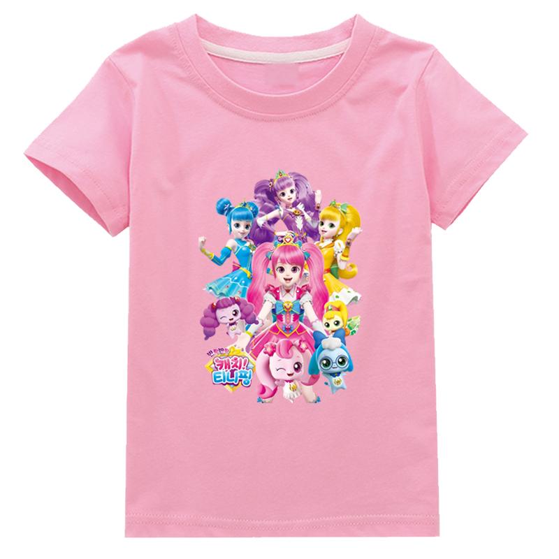 Dětský kostým Kreslená kočka Teenie ping Léto Rychlá móda Dívčí tričko s krátkým rukávem Svrchní oblečení Chlapecké tričko Dětské topy Oblečení