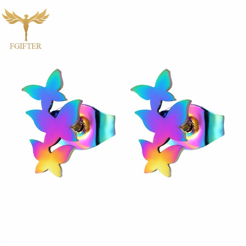 12 Pairs Insect Butterfly Earrings Casual Fashion Zircon For Women Girls Stainless Steel Stud Earrings Set Cheap Resale Gifts