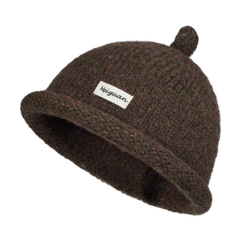 CROOGO Cute Knit Roll Brimless Hat for Fall and Warm Wool Perfect for Outdoors and Brown KH25Q25 Cap, Winter, Beanie, Unisex, Round, Brimless, Travel,