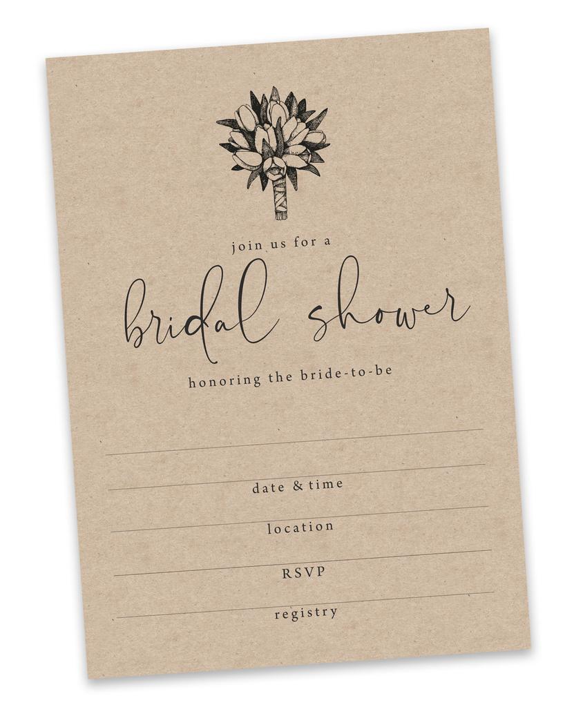 Inkdotpot 30A  Rustic Kraft PaperA  Fill-In Style Bridal Shower Invitations Wedding Blank