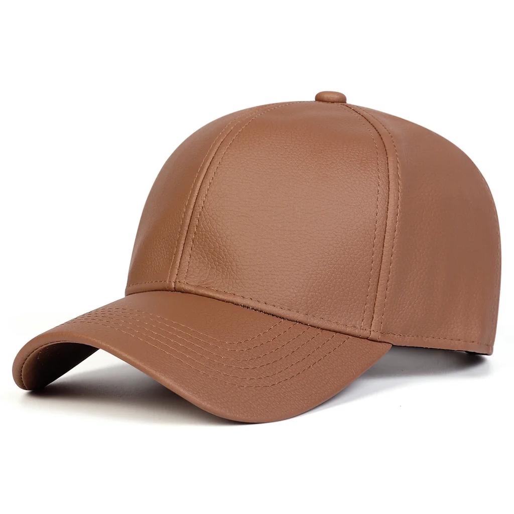 Unisex Solid Color PU Leather Baseball Caps Spring and Autumn Outdoor Adjustable Casual Hats Sunscreen Hat Sports Cap
