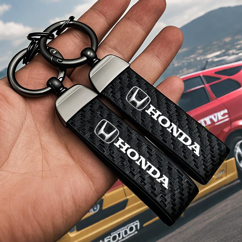 Car Carbon Fiber Style Keychain Microfiber Leather Key Chain For Honda Civic Fit Accord City Vezel CR-V S660 Odyssey HRV Insight OG5