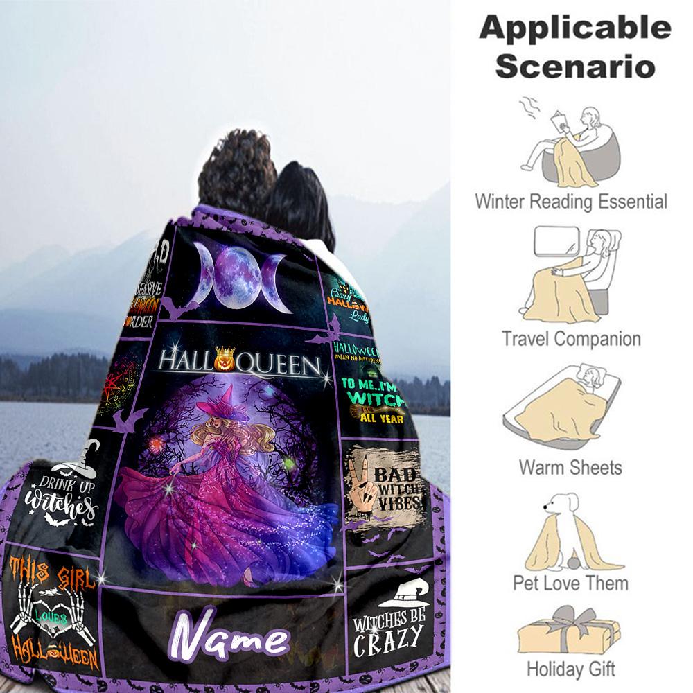 Witch Customize Text Blanket Multi-purpose Personalized Blanket Warmthful Decor for Couch Office Chair Livingroom Living Room for All Occasions