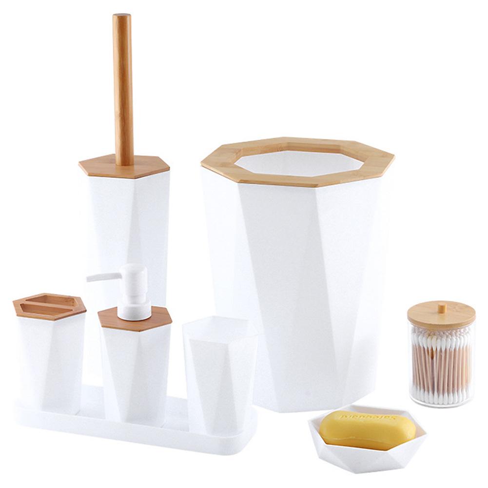 8-teiliges Badezimmer-Set mit Becherhalter, Seifenspender, Mülleimer, Bürste, Badezimmerzubehör mit Seifenschale, Spender, Mülleimer, Toilettenbürste