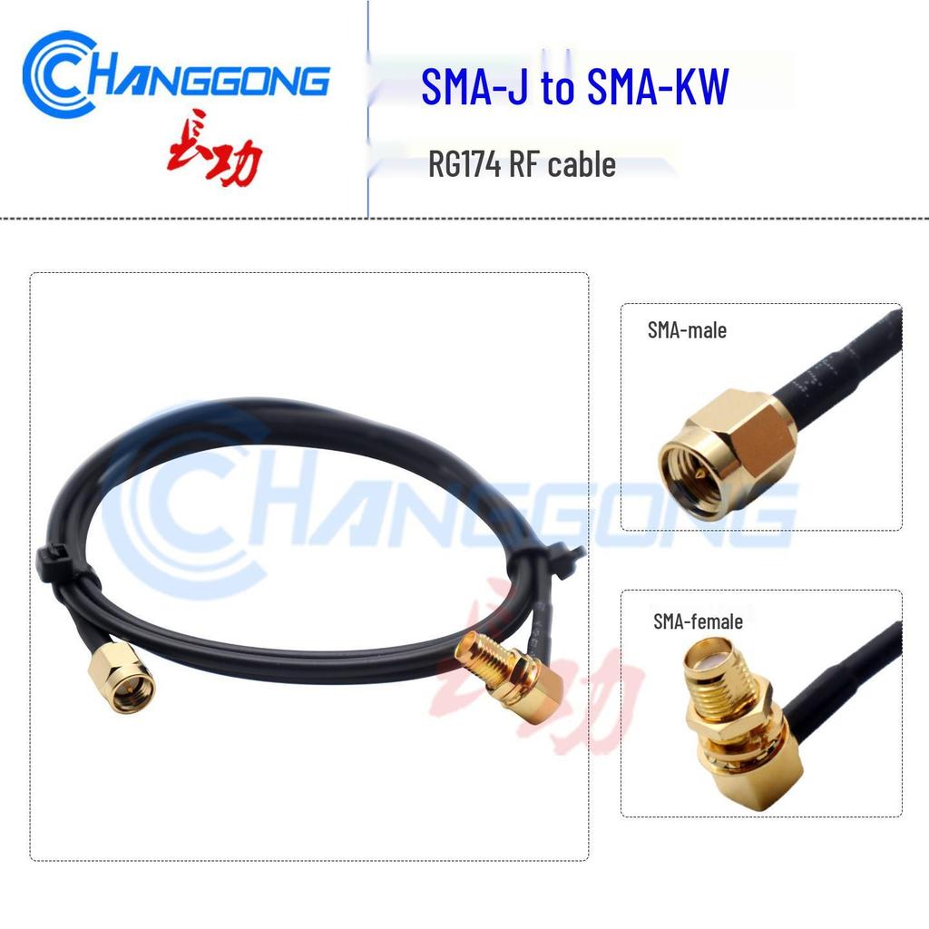 SMA-KW/SMA-J RF Flexible 50 Ohm Jumper Cable: SMA Right Angle Female to SMA Male Coaxial RG174