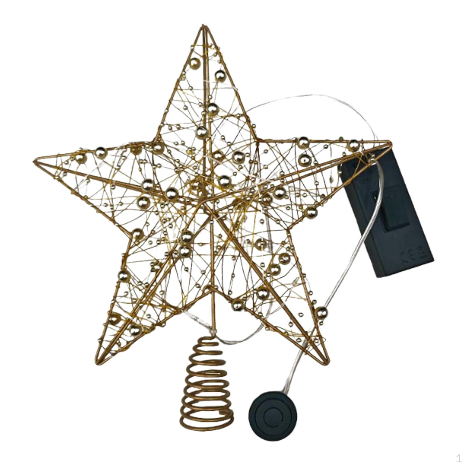 

Lighted Christmas Tree Topper Decoration Pentagram Xmas Ornament for Year золотой