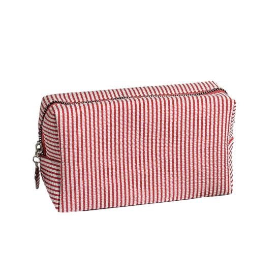 Striped Cosmetic Bag Travel Makeup Pouch Portable Makeup Bag Zippered Toiletry Bag for Women Makeup Brushes