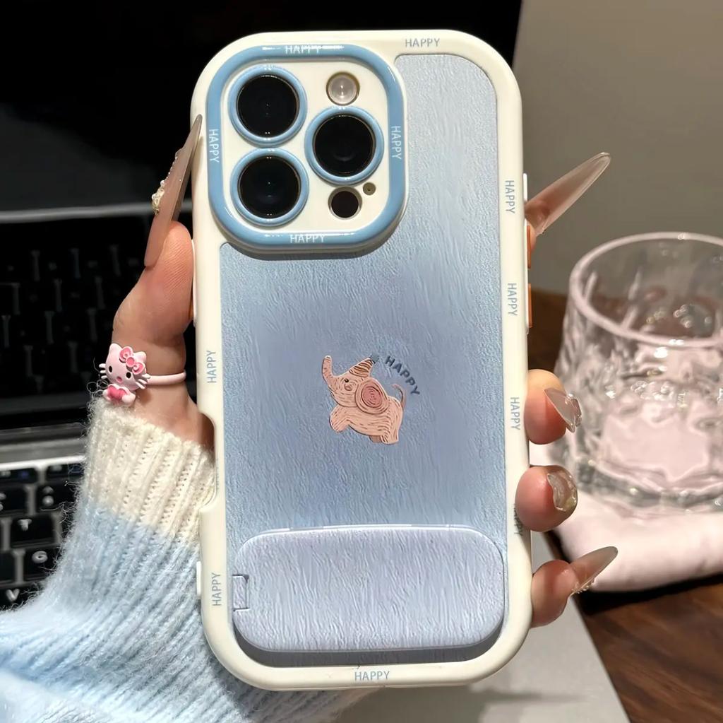 The pink and blue elephant bracket is suitable for Huawei mate70pro mobile phone case pura80nova14/13 glory.