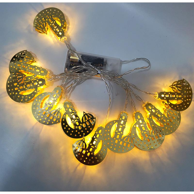 Indoor LED Moon & Star Iron Art String Lights for Eid al-Adha Decor