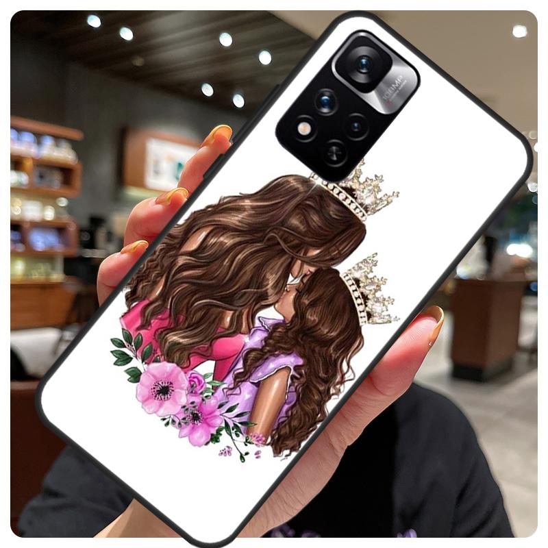 Baby Mother Brown Girl Family For Redmi Note 11 Pro Case For Redmi Note 12 8 9 10 Pro 8T 9S 10S 11S 12S 12C 9C 10C Coque