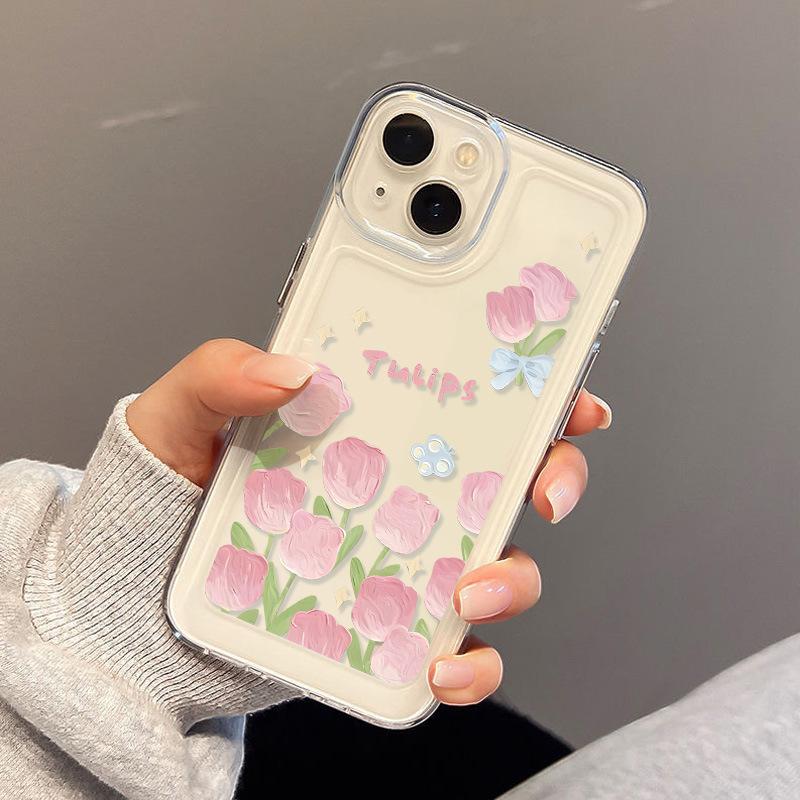 Applicable To iPhone17 Premium Sense Tulip Space Phone Case 16pro Fine Hole X Apple 14 All-inclusive 15 Anti-drop