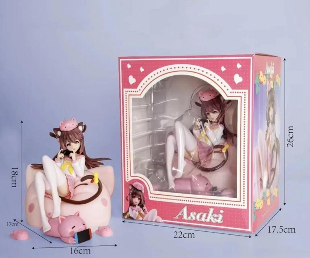 26CM Anime Asaki Figure Virtual Anchor Pig Princess Is the Order a Rabbit? Sitting Figure Plaything Gift Set Action Figure PVC Premium Quality