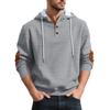 New Mens Fashion Pullover Hooded Long Sleeve Drawstring Button Sweatshirt Streetwear Texture Athletic Hiking Outdoor Jackets