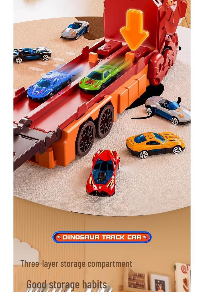 Dinosaur Deformation Toy Car Set - Triceratops & Tyrannosaurus Rex