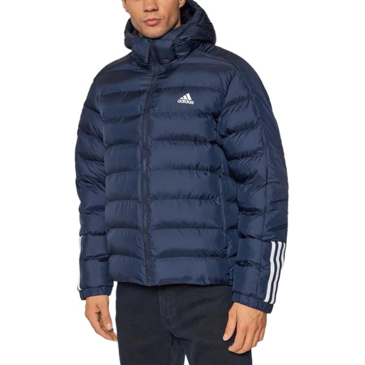adidas Drei Streifen Buchstaben Logo Bedruckte Kapuzenjacke Langarm Herrenjacke Marineblau GT1686