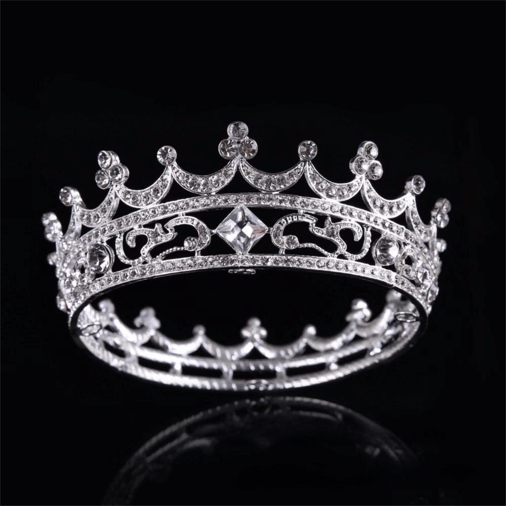 Crystal Baroque Crown Sparky Round Crown for Women High-quality Crystal Bridal Tiara  Prom Night