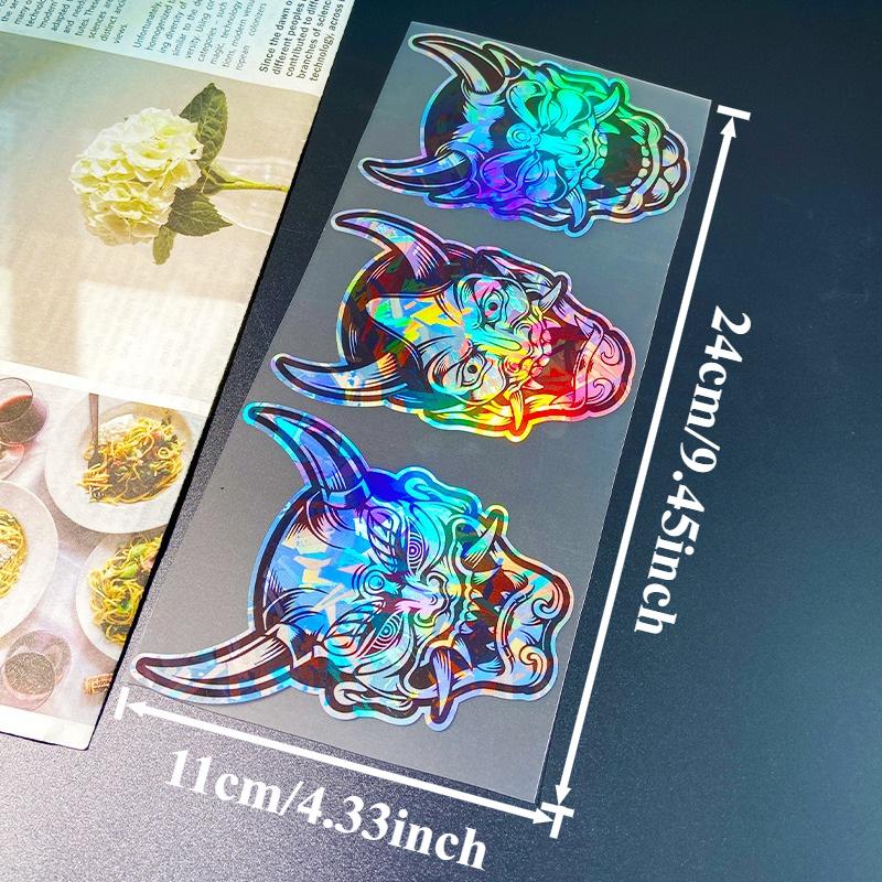 3PCS/1Set Prajna Mask JDM Motorcycle Stickers Waterproof for Motorbike Fuel Tank Helmet Box Durable Car Window Vinyl Decals
