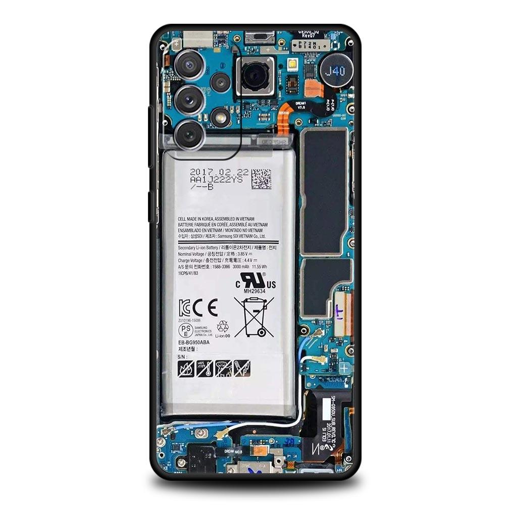 Main Circuit Board Pattern Phone Case for Samsung Galaxy A55 A35 A17 A07 A15 A13 A25 A51 A71 A72 A73 A32 A52 A52S A41 Soft TPU