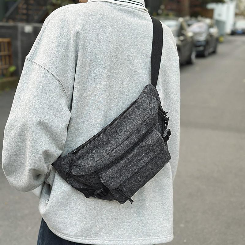 Washed Denim Bag, Light Casual Men's Bag, Sports Slanted Shoulder Bag, Sports Fashion Cycling Bag, Trendy Breast Bag