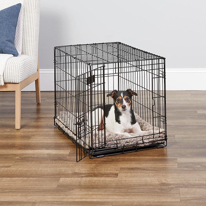 Compact Black Wire Dog Crate: Single Door, Bottomless Design with Toilet, for Small to Medium Dogs nero