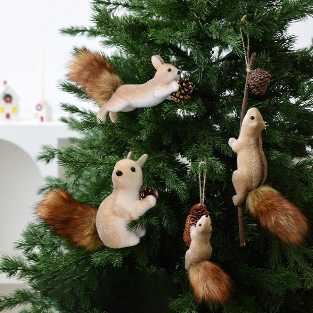 For Christmas Hanging Ornaments 5 Squirrels Set Lightweight Foam for Tree Decor