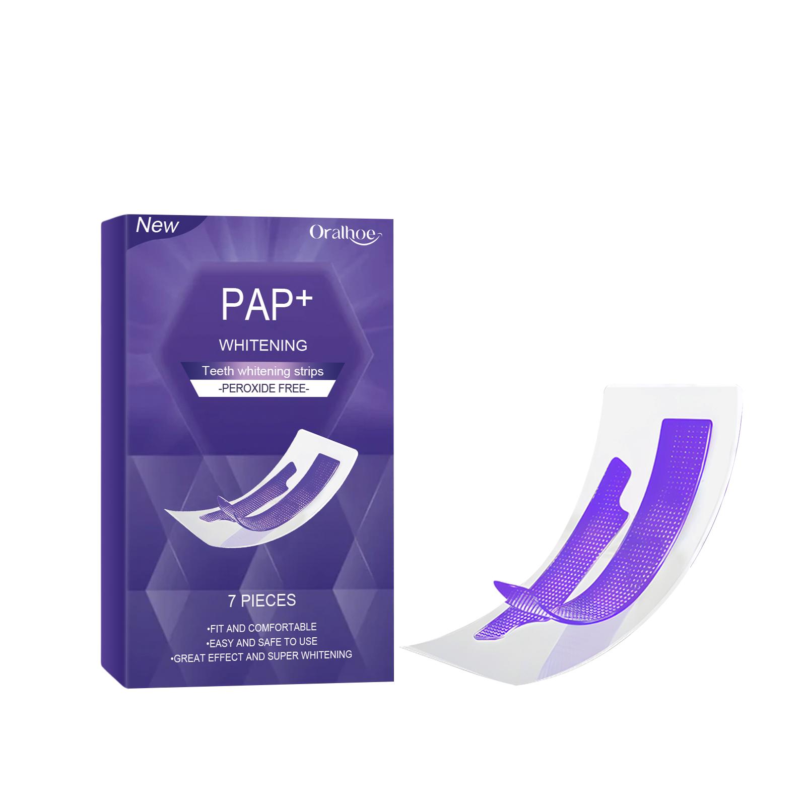 Oralhoe Purple Teeth Whitening Strips For Oral Care Gentle Fresh Breath Gleaming Clean Teeth Daily Home Use 7 Packs