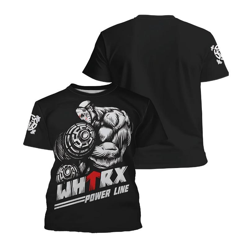 Summer New Men's Fitness Muscle 3D Printed Soft, Comfortable, Casual, Fashionable, Breathable and Lightweight T-shirt