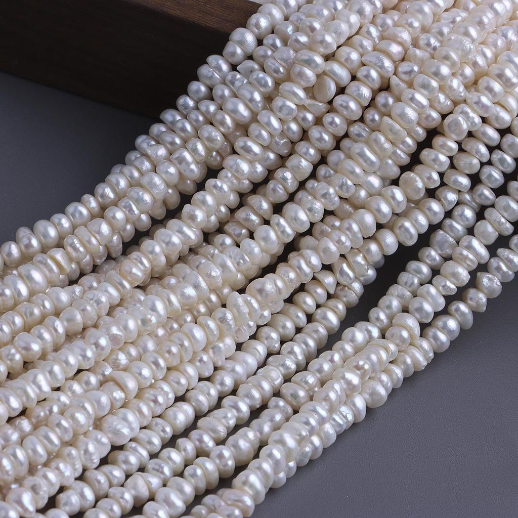 5-6mm Flat Spacer Beads: Natural Freshwater Nucleus-Free Pearls for DIY Jewelry