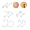 Transparent C-Shaped & L-Shaped Curved Glass Nose Rings - Invisible Piercing Jewelry