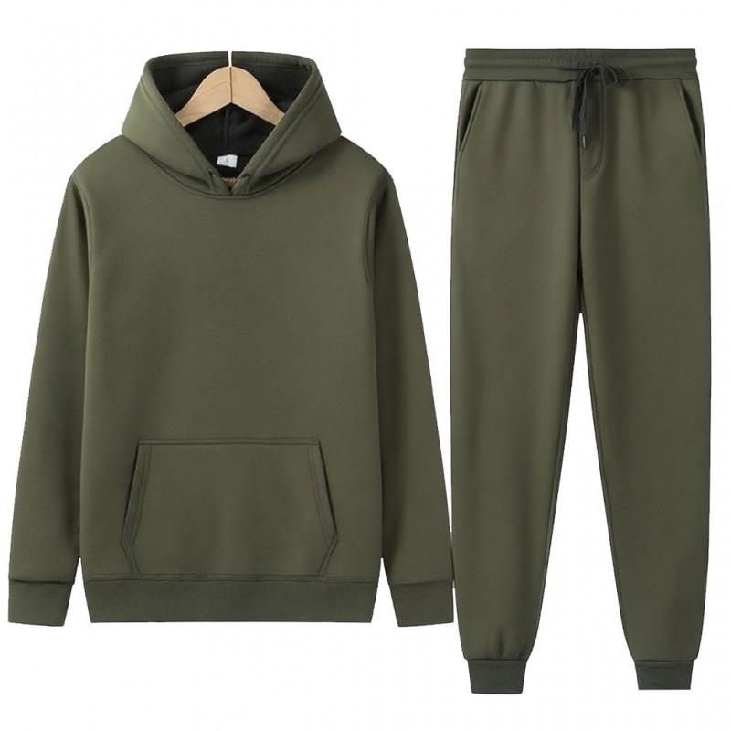Mens Fleece Hoodie Set Casual Loose Fit Warm Winter Outfit Long Sleeve Pullover Pants