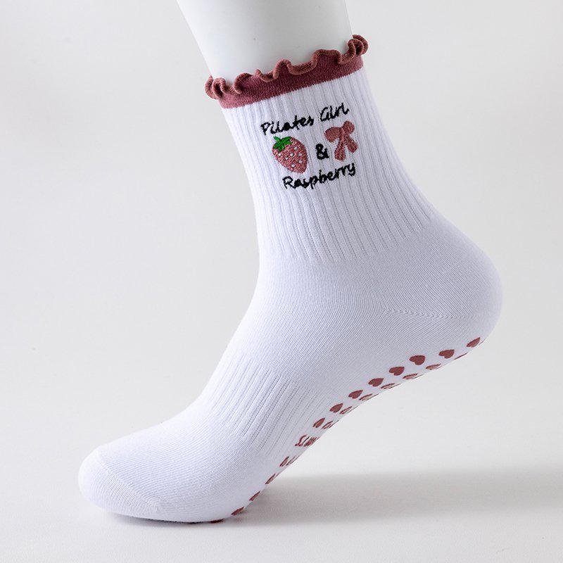 Women's Non-slip Lace Pilates & Yoga Socks - Scalloped Design for Outdoor Training & Dance