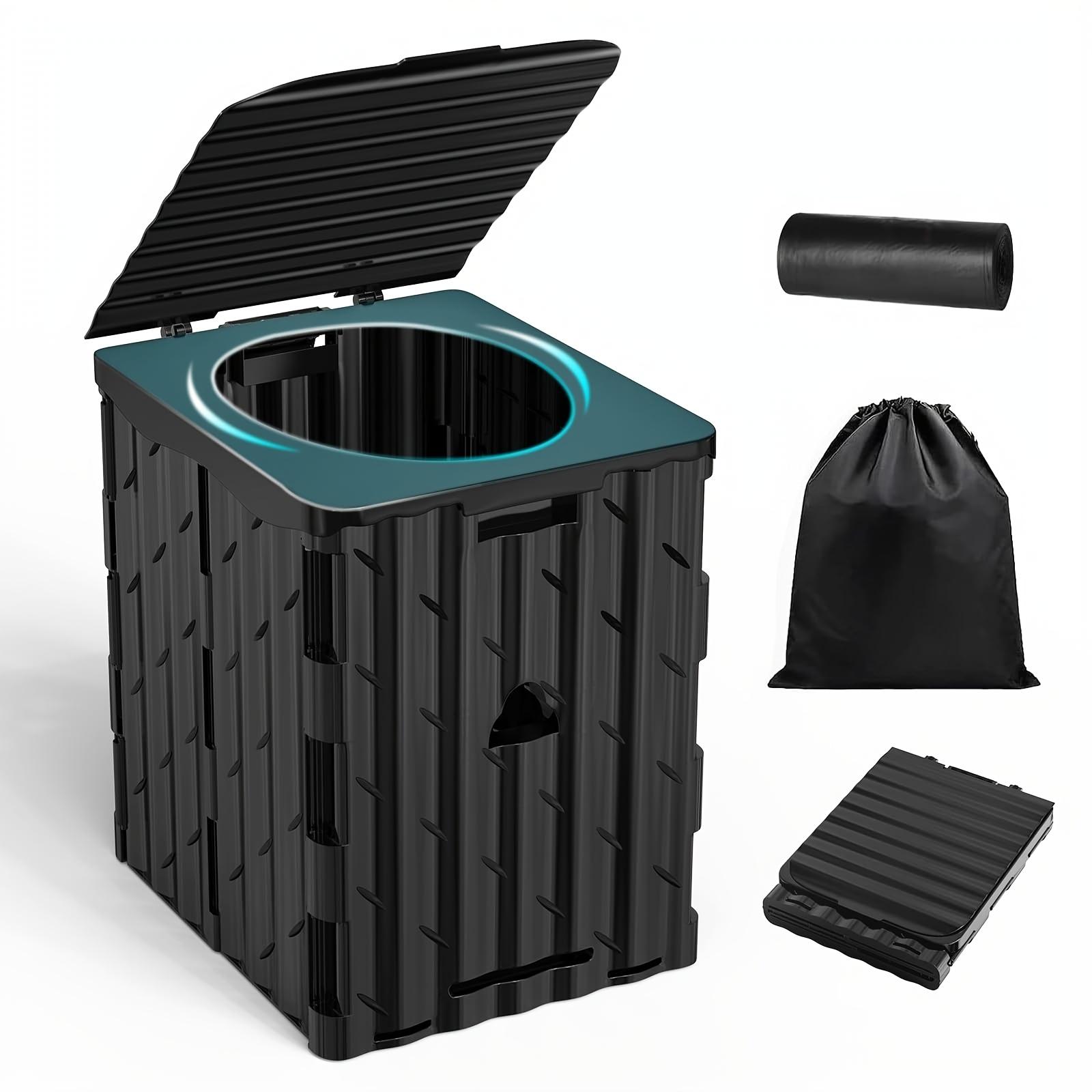 

1 шт. Прочный портативный туалет из АБС-пластика для автодомов, кемпинга, использования на открытом воздухе и в чрезвычайных ситуациях - Складной, грузоподъемность 204,12 кг чёрный