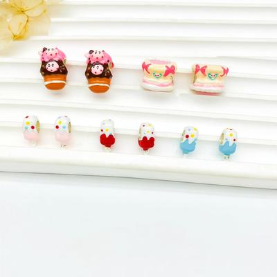 Hand-Painted 3D Cartoon Cake Ice Cream Beads for DIY Jewelry Making