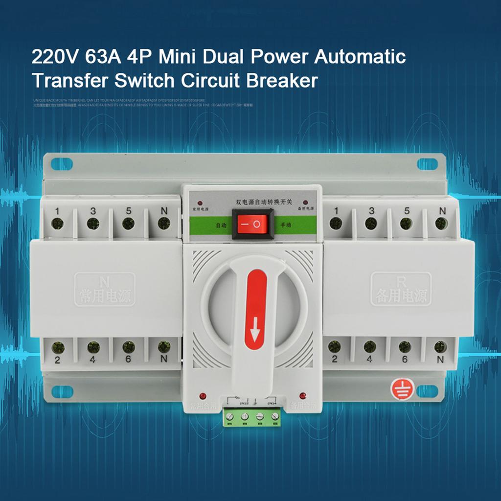220V 63A 4P Mini Dual Power Automatic Transfer Switch Circuit Breaker