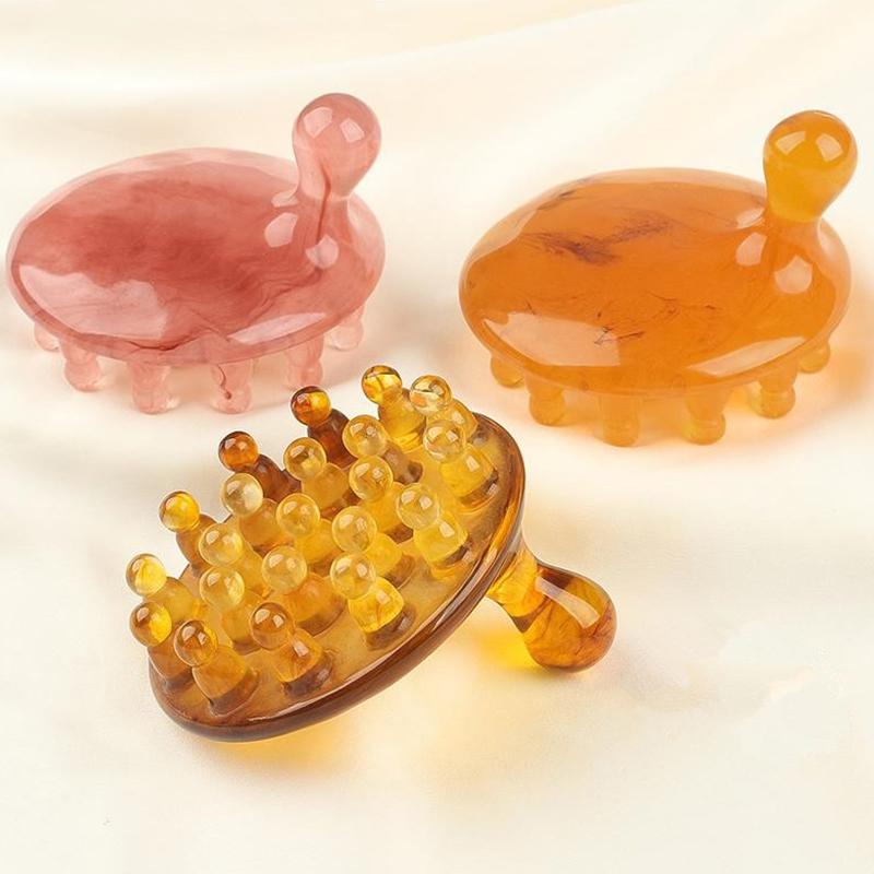 Harz Massage Meridianbürste Bauch Kopfhautbürste Fünf Elemente Körper Entblockierung Bauchmassage Beinmassagegerät