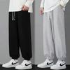 Men's 2024 Summer Gray Wide-Leg Sports Sweatpants - Thin, Loose, Casual Trousers for Teens