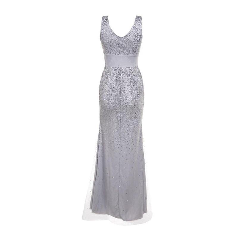 Rochie cu crăpătură înaltă Femei Paiete Bal de Promovare Elegantă Doamnă Rochie Sexy Fără Spate Dama Aur Elegantă Domnișoară de Onoare Decolteu în V Rochie Lungă