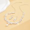 3 pieces of women's trendy bow, water drop earrings, necklace, Zircon set, wedding, banquet, party, and holiday gifts