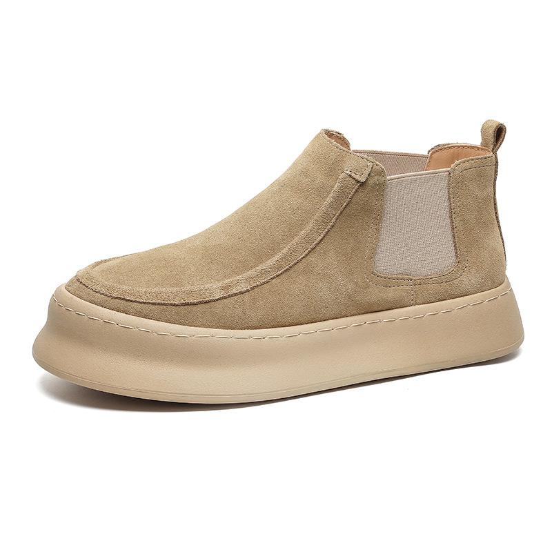 

2024 новая мужская обувь на толстой подошве, повседневная модная трендовая спортивная обувь из коровьей кожи, молодежная универсальная мужская обувь 1202-J 44 бежевый