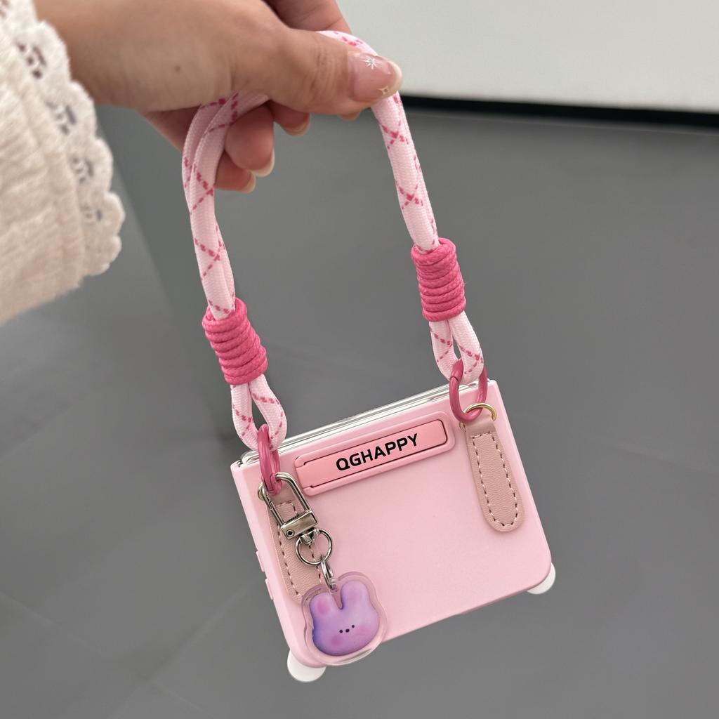 Applicable To Huawei PuraX Pink Rabbit Ear Holder Mobile Phone Case Hard Case Wide Folding Cartoon Cute New Form Collector's Edition