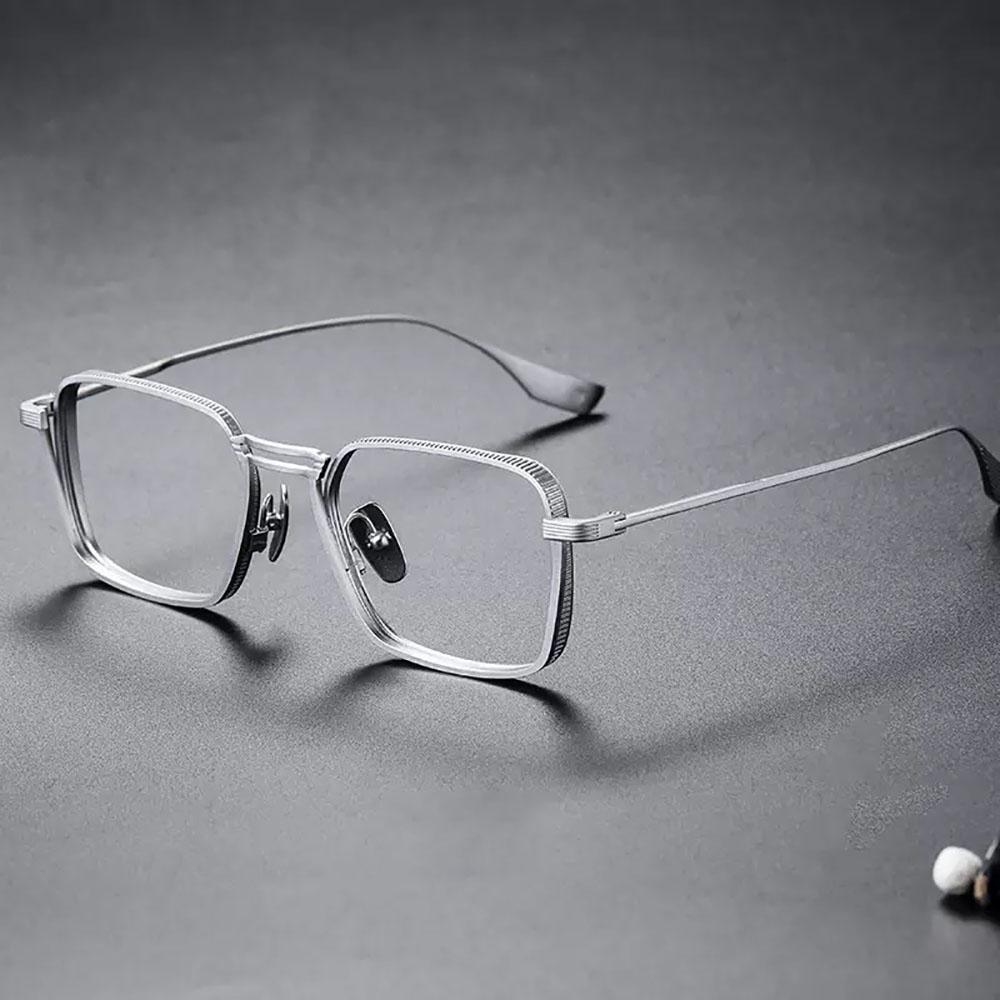 Vintage Kwadratowe Oprawki Okularowe Męskie Markowy Design Metalowe Optyczne Okulary Męskie Retro Korekcyjne Krótkowzroczność Oprawki