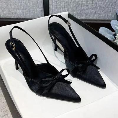 Mode Strik Sexy Hoge Hakken Sandalen Vrouwen Puntige Neus Schoenen met Hakken Mode 2025 Nieuwe Zomer Jurk Pantoffels Vrouw Pumps Sandalias Mujer