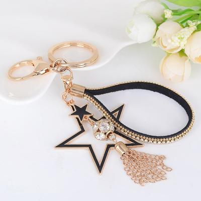 Tassel Pendant Key Ring Holder Rhinestone Crystal Star Keychain Chain Car Key Cover Women Bag  Pendant Charms Trinket Gifts