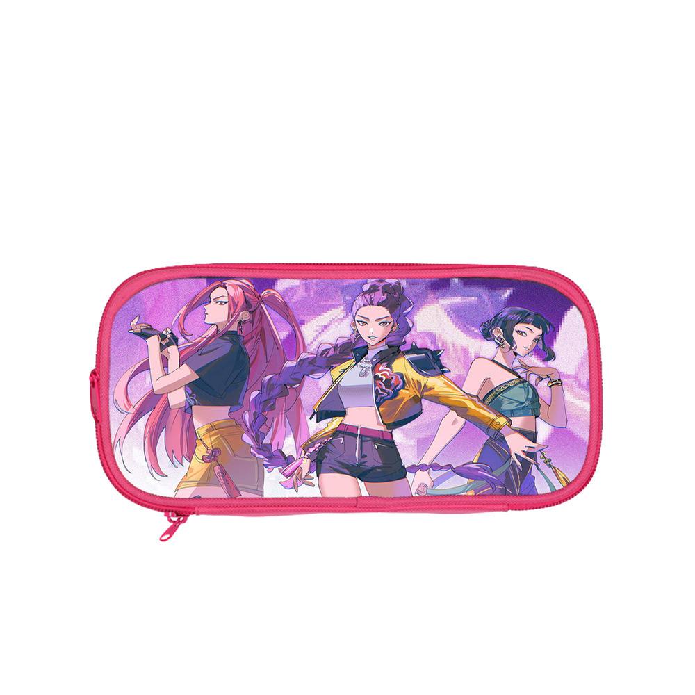 Huntrix Kpop student pink double-layer pencil bag Kpop witch hunting girl group student storage stationery bag pencil bag