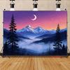 2D Nature Scenery Mountain Moon Background Cloth Decor